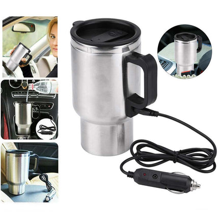 12V Car Electric Kettle Heating Cup Coffee Tea Mug Pot Stainless Steel Bottle