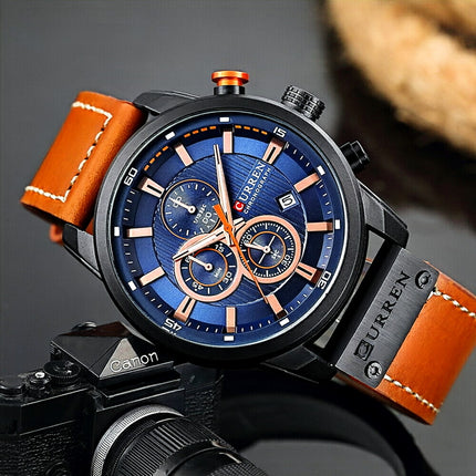 Men's Waterproof Quartz Watch, Multifunction Chronograph Sports Casual Wrist Watch