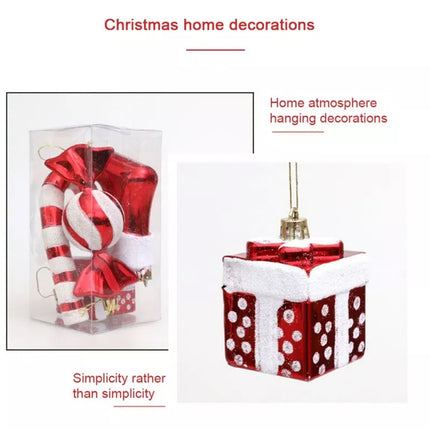 4Pcs Christmas Large Red & White Candy Hanging Pendant Ornaments Xmas Tree Decor