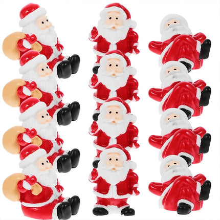 12Pcs Random Santa Claus Themed Mini Christmas Figurines - Micro Scene Ornaments for Indoor Holiday Decor