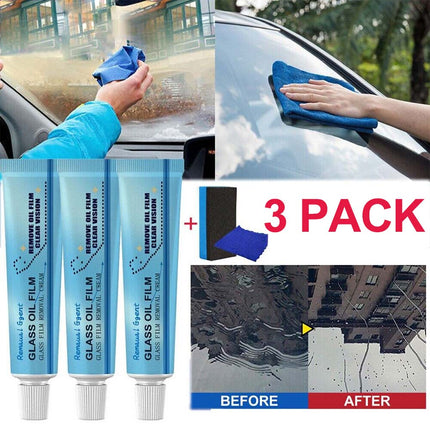 3PCS/Set Car Glass Oil Film Cleaner Removal Cream Windshield Spot Remover