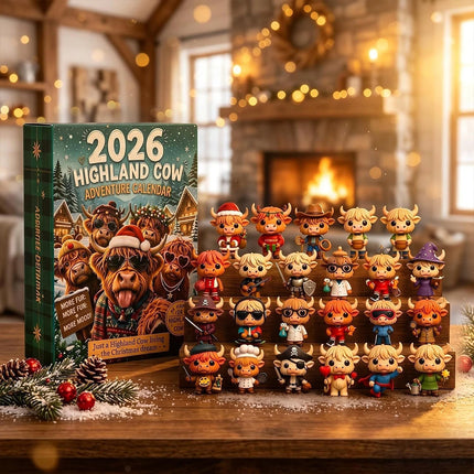 2026 3D Highland Cow Advent Calendar, 24‑Day Christmas Countdown Gift Box