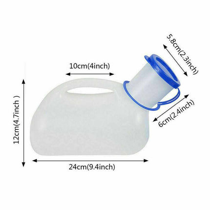 1000ML Urine Pee Bottle Long Neck Incontinence Container for Men, Spill proof Lid