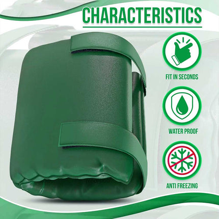 2x Green Insulated Outside Tap Cover, Winter Frost Protector for Outdoor Taps, Weather-Resistant Garden Tap Jacket to Shield Against Cold & Elements