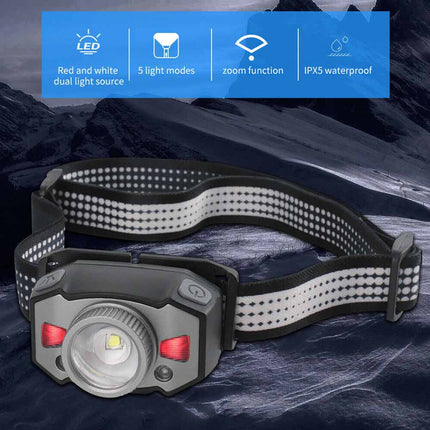 90000LM Sensor LED Headlamp Head Torch Rechargeable Zoom Headlight Light Lamp