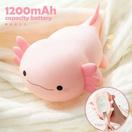 Cute Axolotl Nursery Sleeping Lamp Silicone USB Rechargeable Table Lamp