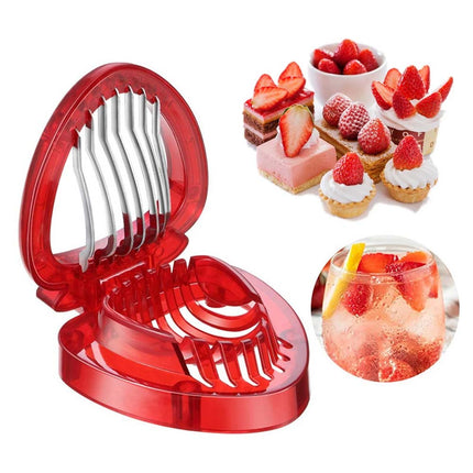 Stainless Steel Strawberry Slicer Tool, Fruit Cutter with Sharp Blade for Easy Strawberry Slicing