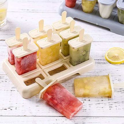 9 Cell Frozen Ice Cream Diy Pop Mold Popsicle Maker Lolly Mould Tray Pan
