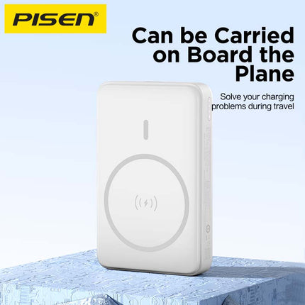 PISEN 10000mAh 30W Magnetic Wireless Power Bank, PD QC3.0 Fast Charging with Foldable Stand