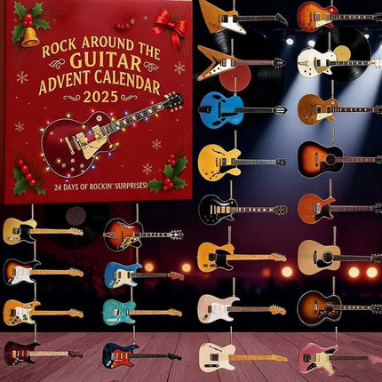 2025 Rock Around the Guitar Advent Calendar – 24 Days Christmas Countdown (2D Flat Design)