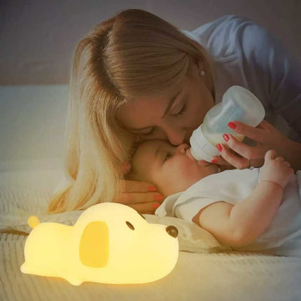 LED Silicone Night Light Rechargeable Cute Puppy Dog Touch Lamp Kids Bedroom Gift