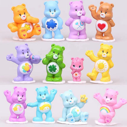 12-Piece Rainbow Bear Playset - Figurine Cake Toppers & Play Toys Set