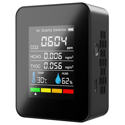 5 in 1 Air Quality Monitor CO2 TVOC HCHO Detector Temp Humidity USB Rechargeable