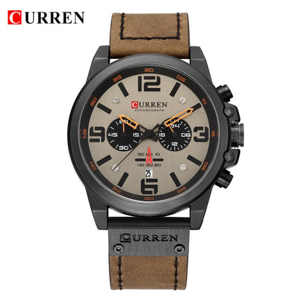 Men's Business Casual Quartz Wrist Watch, Leather Strap Analog Male Dress Watch