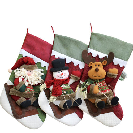 Christmas Gift Socks Stocking Hanging Snowman Deer Santa CLAUS