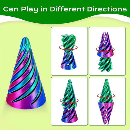 6 Pack 3D Printed Spiral Cone Fidget Toys, Impossible Pass-Through Stress Relief & Anxiety Toy