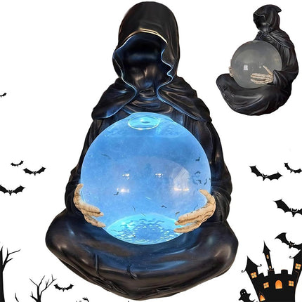 The Death God's Crystal Balls LED Light Grim Reaper Water Globe Halloween Decor