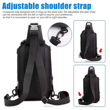 Anti-theft USB Sling Chest Crossbody Bag for Men