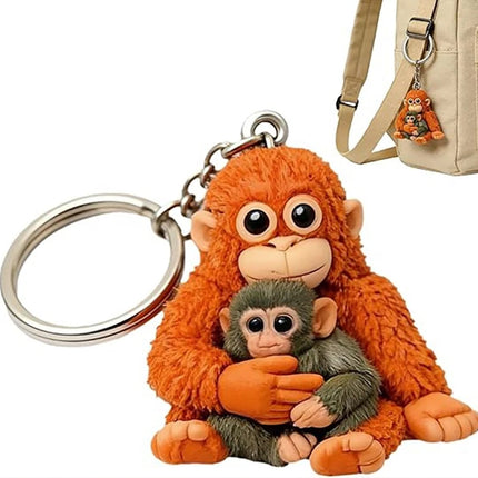 3D Printed Punch The Monkey Keychain, Cute Plush Hanging Pendant Key Ring