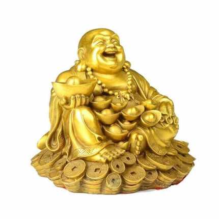 7CM Laughing Buddha Statue Figurine Carrying Golden Ingot Feng Ornaments