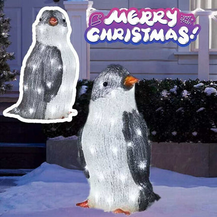 3X 26CM Christmas Penguin Light-Up Acrylic Figurine Garden LED Lamp Outdoor Decor
