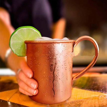 450ML Pure Copper Moscow Mule Mug, Gold Copper Drinking Cup for Coffee Beer Cocktail & Camping