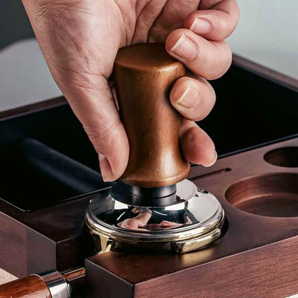 53mm Beech Wood Coffee Tamper Threaded Base with Internal Spring