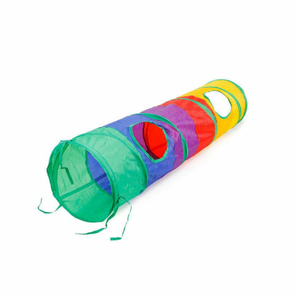 Kitten Playing Toy Pet Rabbit Play Fun Rainbow Peepholes Cat 2 Holes Dog Tunnel