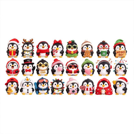 24 Day Christmas Advent Calendar 3D Penguin Animal Figures Xmas Countdown Decor