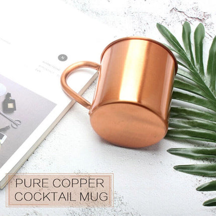 450ML Pure Copper Moscow Mule Mug, Gold Copper Drinking Cup for Coffee Beer Cocktail & Camping