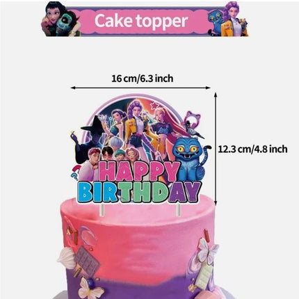 KPop Demon Hunters Fans Banner Balloons Cake Toppers Birthday Party Decorations