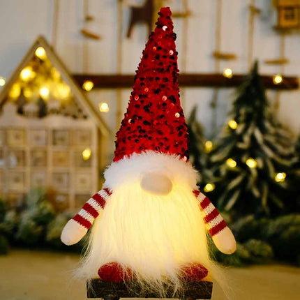 3 Pack Christmas Gnome Santa Light with Sparkly Hat, Xmas Party Home Tabletop Decoration