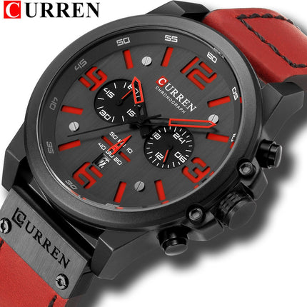 Men's Business Casual Quartz Wrist Watch, Leather Strap Analog Male Dress Watch