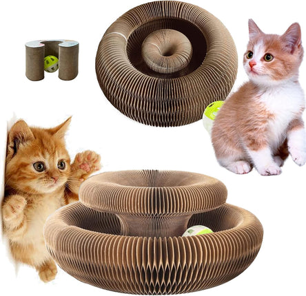 Magic Organ Cat Scratching Board Cat Ball Adventure with Toy Ball Bed Foldable