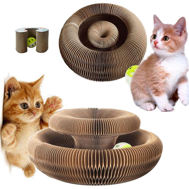 Magic Organ Cat Scratching Board Cat Ball Adventure with Toy Ball Bed Foldable