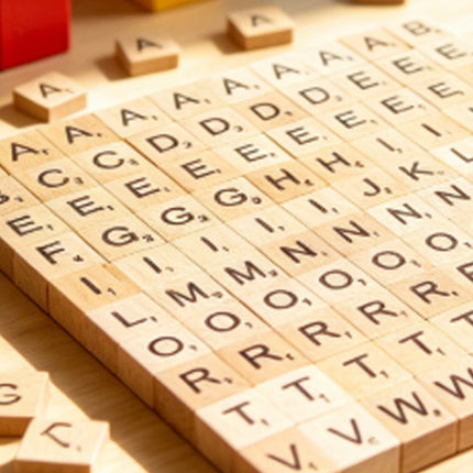 100 Wooden Tiles with Black Letters & Numbers for Crafts & DIY Projects