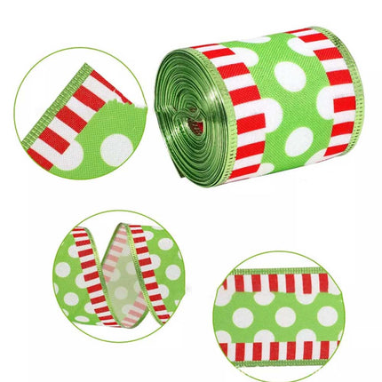 4pcs Grinchs Ribbon Wired 2.5In 4 Roll 20Yards Christmas Ribbon Wreaths Bows DIY