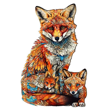 Warm Fox Family Wooden Puzzle | Creative Special-Shaped Toy