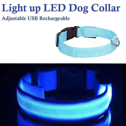 LED Light Up Dog Collar, Adjustable USB Rechargeable Luminous Pet Safety Collar