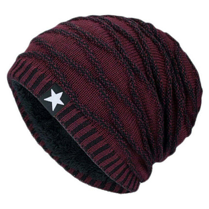 Men Knitted Thermal Slouch Beanie Hat Winter Fleece Lined Warm Skull Ski Cap