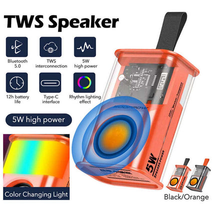 Transparent Mecha Mini Wireless Bluetooth5.0 Speaker Bass Micro Portable Speaker