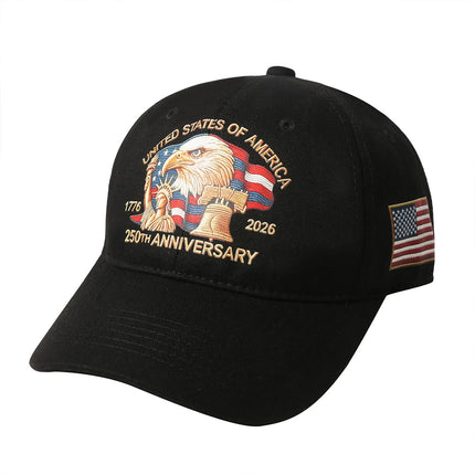 USA 250th Anniversary Adjustable Baseball Cap - Black