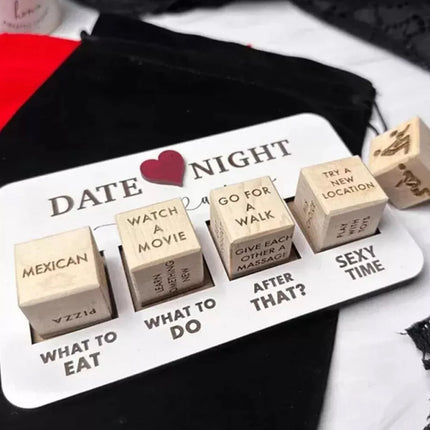 Wooden Date Night Dice: After Dark Edition - Romantic Adventure Dice for Couples