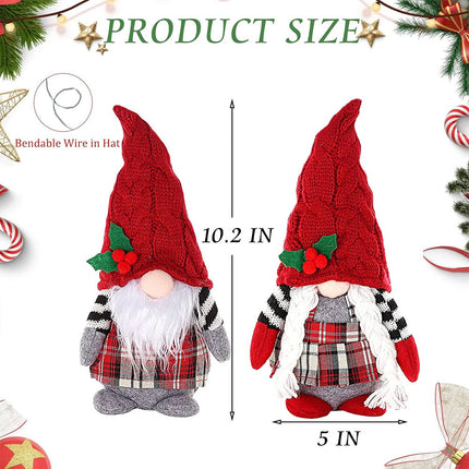 2Pcs Christmas Gnome Plush Dolls Xmas Dwarf Elf Home Decor Ornaments