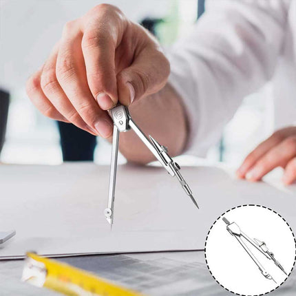 Premium Metal Drafting Compass, Reusable Geometry Drawing Tool with Refillable Leads