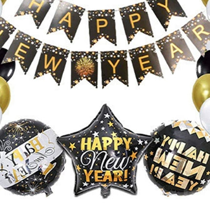 Large Happy New Year 2026 Balloons Set NYE Party Decorations 2026