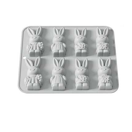 Easter Bunny 8 Grids Mould Food Grade Baking Mold Kitchen Baking Tool