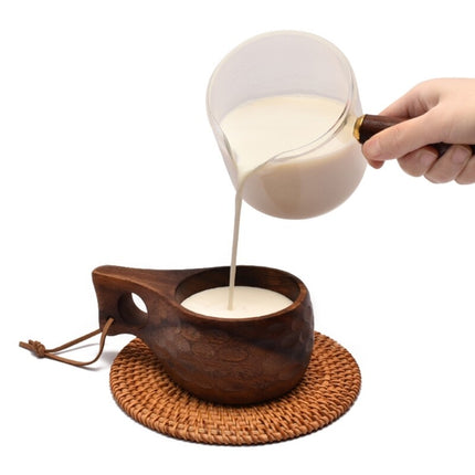 Portable Wooden Coffee Mug with Acacia Handle & Cowhide Lanyard Hook
