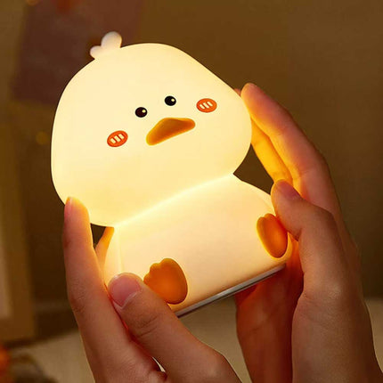 Silicone LED Night Light Duck Touch Bedside Lamp Kid Bedroom USB Rechargeable