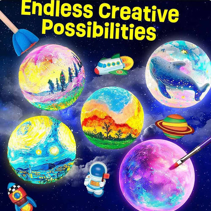 Kids Gift Set Electronic Sound Plush Cat DIY Paint 3D Moon Lamp for Boys Girls 3-12 Years
